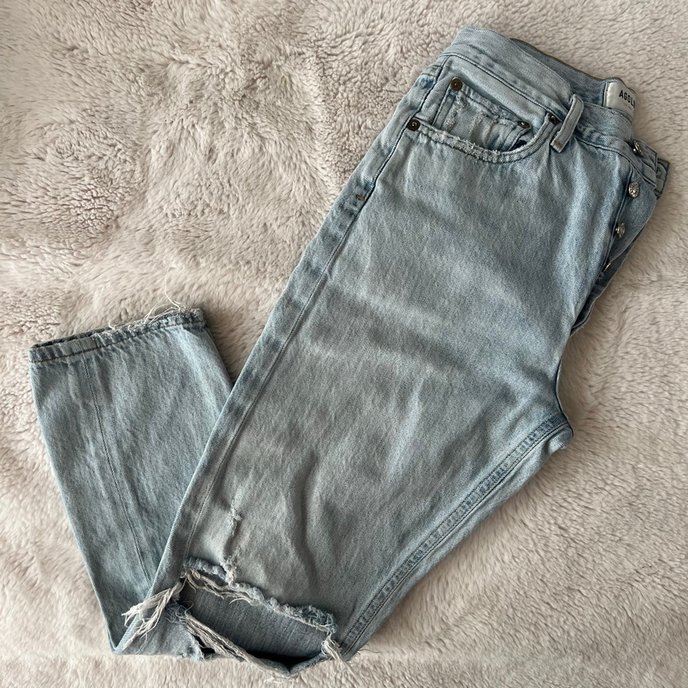 Women's AGOLDE Jamie High Rise Distressed Ankle Jeans Size 27 Light Wash Blue